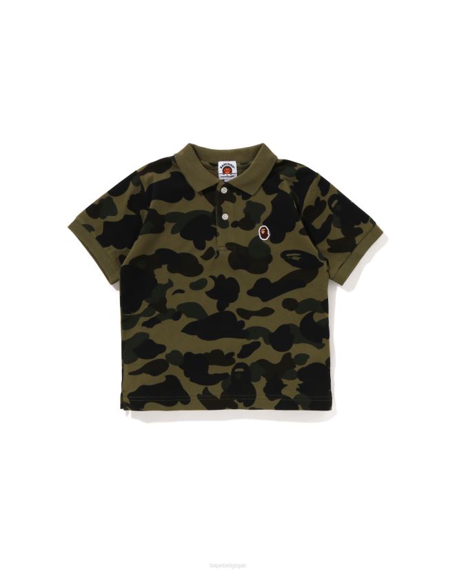 1er polo camouflage à un point A Bathing Ape enfants ZHX6N41304 armée verte