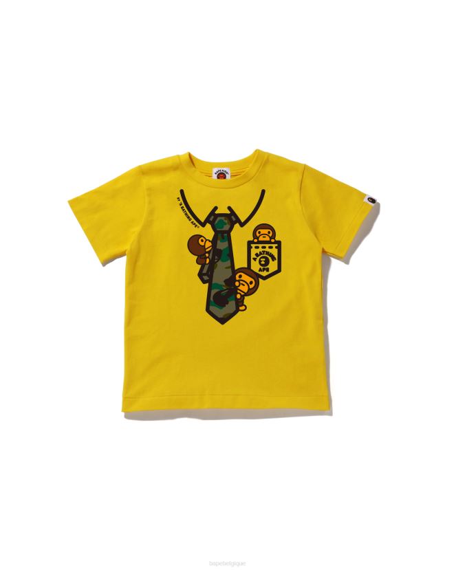 1st camo baby milo neck tie print tee A Bathing Ape enfants ZHX6N41659 jaune