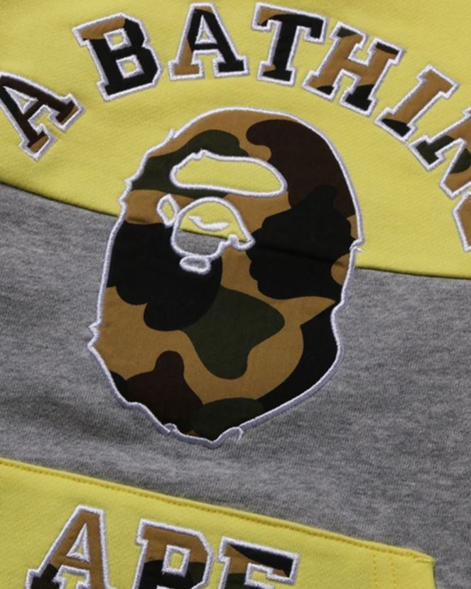 1st camo college patch colorblock crewneck A Bathing Ape enfants ZHX6N41504 jaune