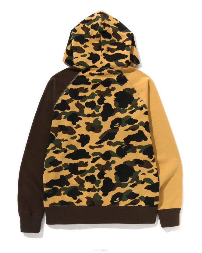 1st camo crazy college sweat à capuche entièrement zippé A Bathing Ape Hommes ZHX6N4255 jaune