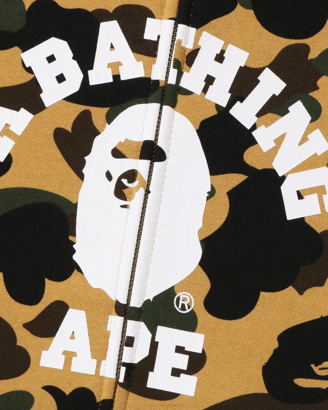 1st camo crazy college sweat à capuche entièrement zippé A Bathing Ape Hommes ZHX6N4255 jaune