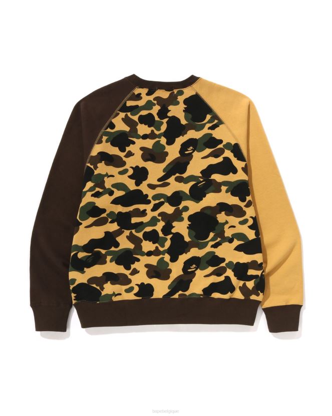 1st camo crazy coupe décontractée ras du cou A Bathing Ape Hommes ZHX6N4287 jaune
