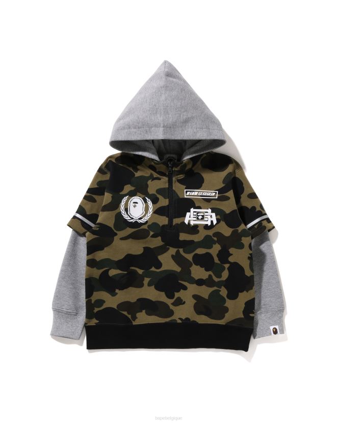 1st camo racing sweat à capuche superposé A Bathing Ape enfants ZHX6N41668 armée verte
