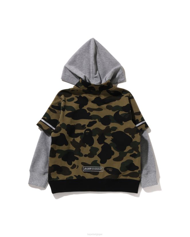 1st camo racing sweat à capuche superposé A Bathing Ape enfants ZHX6N41668 armée verte