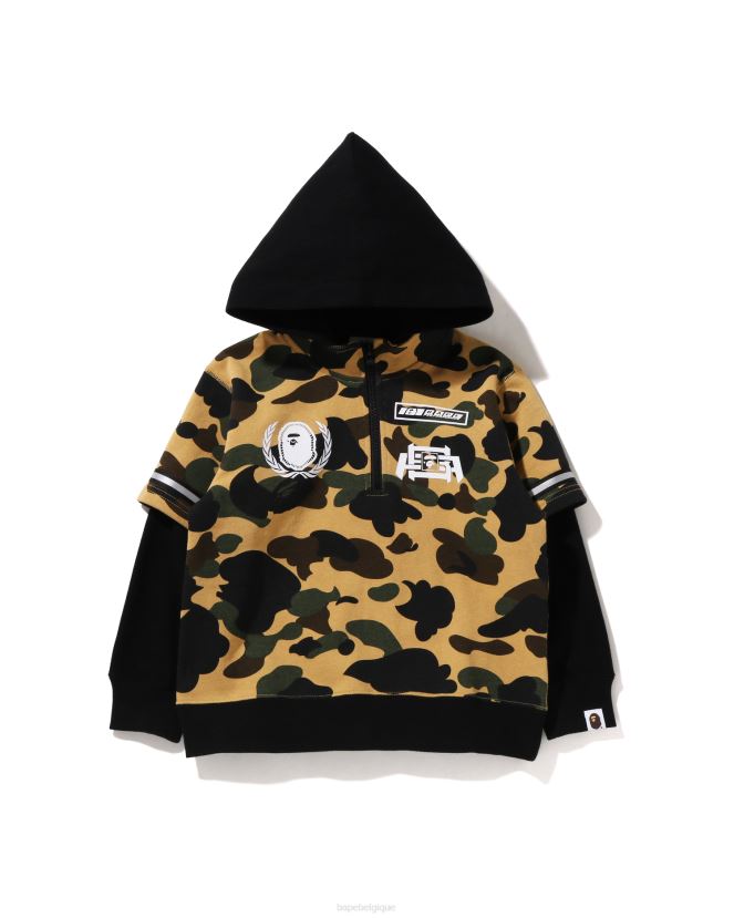 1st camo racing sweat à capuche superposé A Bathing Ape enfants ZHX6N41669 jaune
