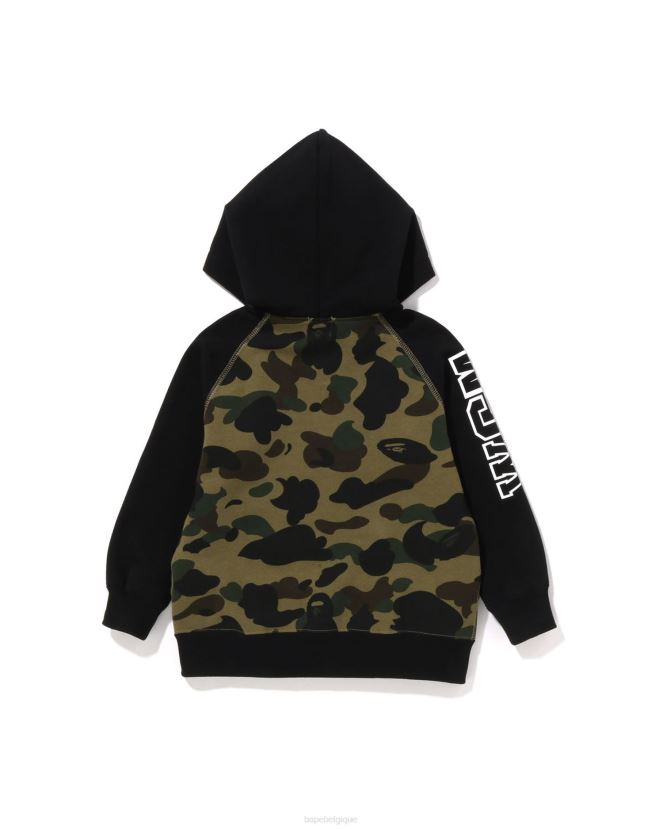 1st hoodie zippé à patch requin camouflage A Bathing Ape enfants ZHX6N41499 armée verte