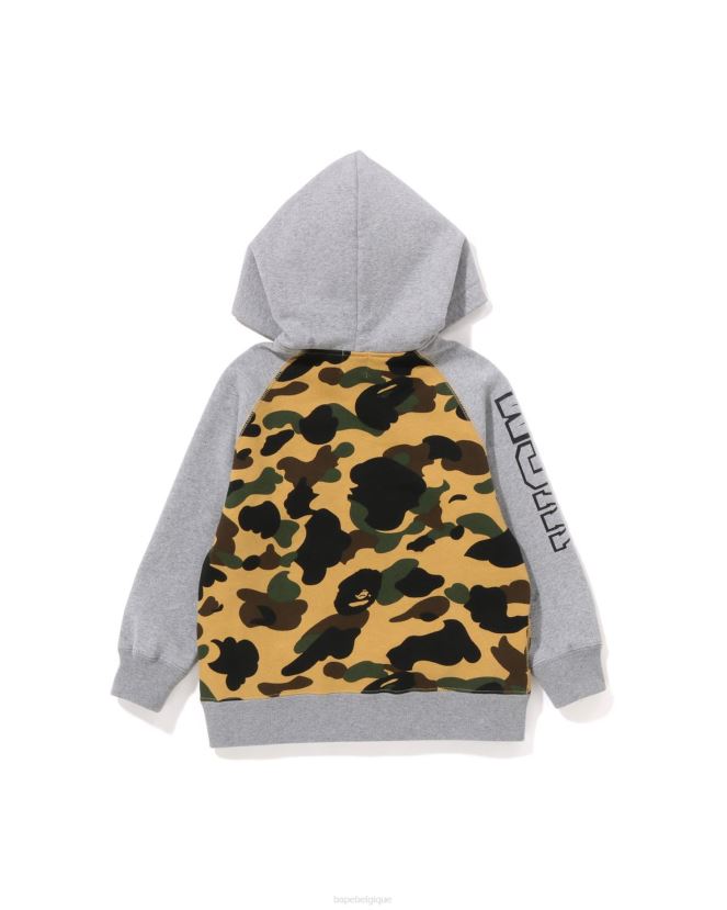 1st hoodie zippé à patch requin camouflage A Bathing Ape enfants ZHX6N41500 jaune