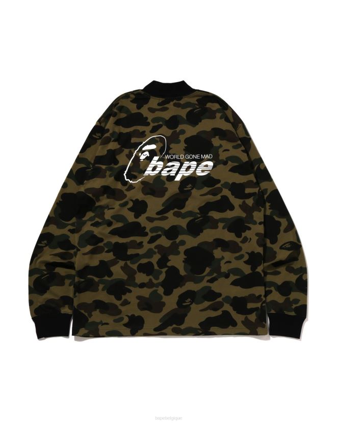 1st t-shirt décontracté à col montant camouflage A Bathing Ape Hommes ZHX6N4140 armée verte