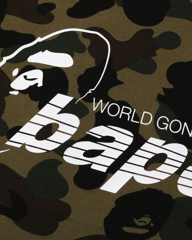 1st t-shirt décontracté à col montant camouflage A Bathing Ape Hommes ZHX6N4140 armée verte