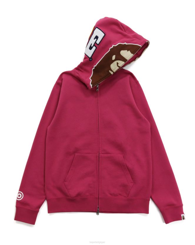 2e sweat à capuche entièrement zippé A Bathing Ape femmes ZHX6N41037 rose carmin