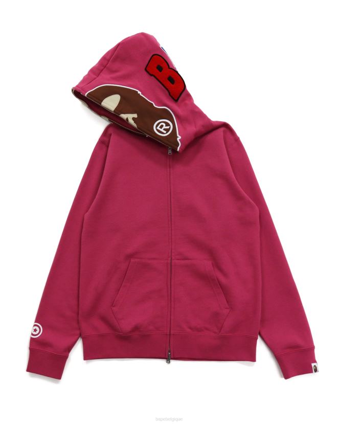 2e sweat à capuche entièrement zippé A Bathing Ape femmes ZHX6N41037 rose carmin