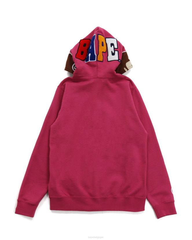 2e sweat à capuche entièrement zippé A Bathing Ape femmes ZHX6N41037 rose carmin