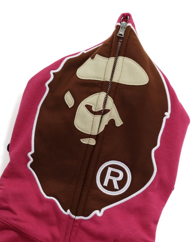 2e sweat à capuche entièrement zippé A Bathing Ape femmes ZHX6N41037 rose carmin