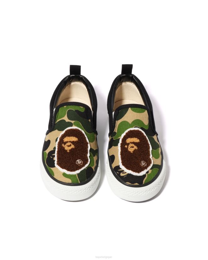 abc camo head patch sans lacets A Bathing Ape enfants ZHX6N41618 armée verte