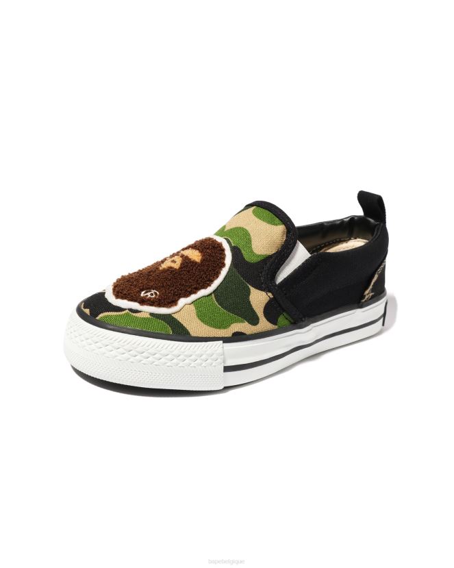 abc camo head patch sans lacets A Bathing Ape enfants ZHX6N41618 armée verte