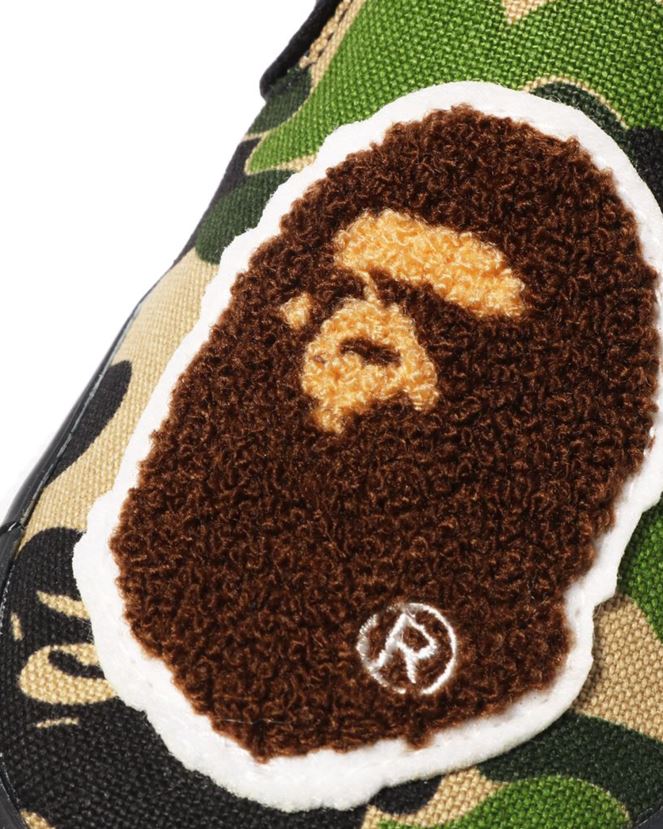 abc camo head patch sans lacets A Bathing Ape enfants ZHX6N41618 armée verte