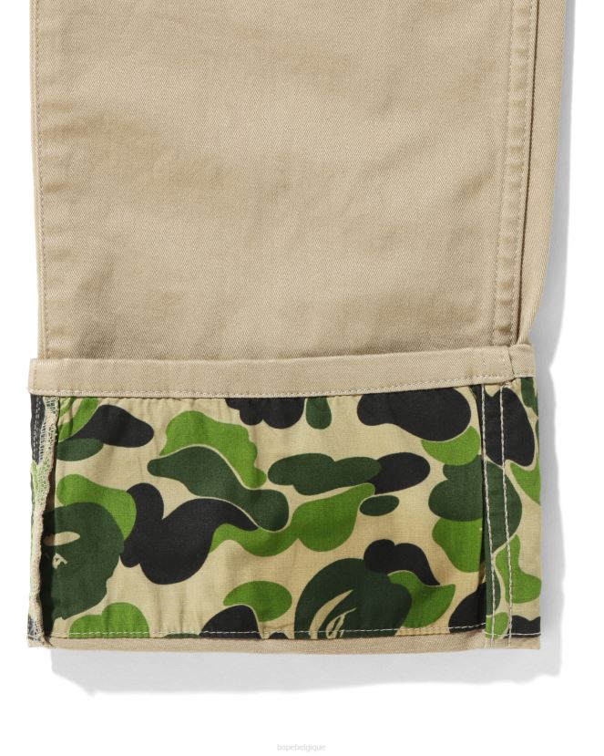 abc camo pantalon à revers jr A Bathing Ape enfants ZHX6N41682 beige