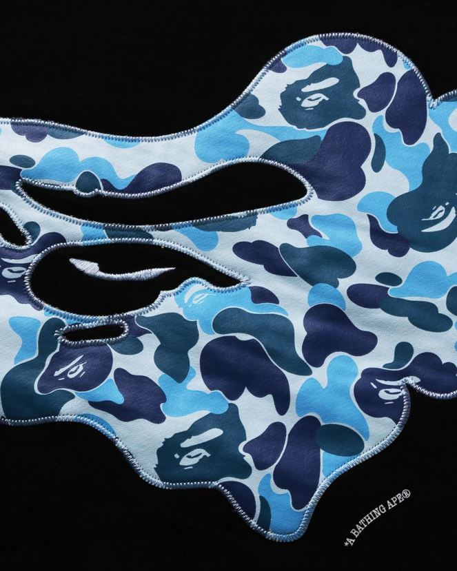 abc camo patch coupe décontractée ras du cou A Bathing Ape Hommes ZHX6N4199 noir