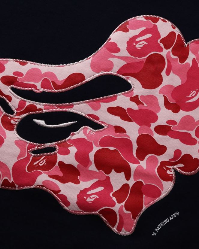 abc camo patch coupe décontractée ras du cou A Bathing Ape Hommes ZHX6N4201 bleu marine