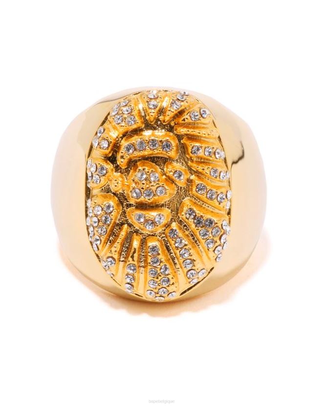 bague tête de pierre en cristal A Bathing Ape Hommes ZHX6N4554 or