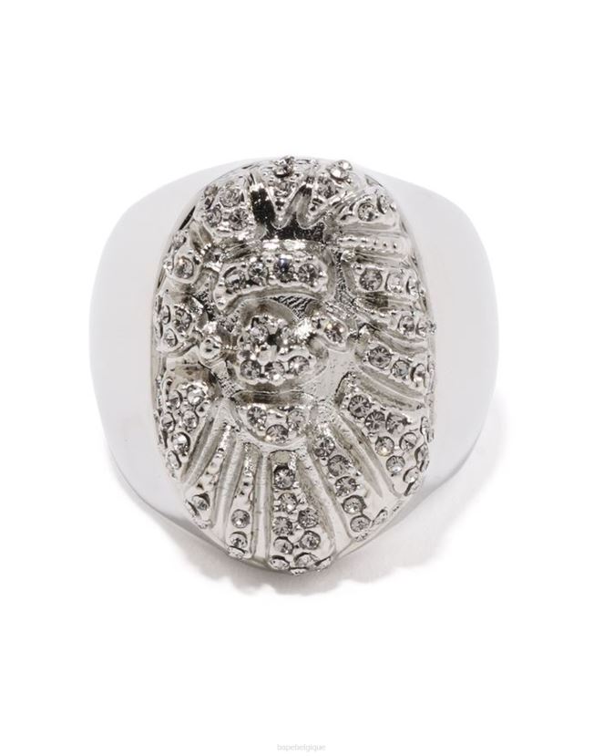 bague tête de pierre en cristal A Bathing Ape Hommes ZHX6N4555 argent