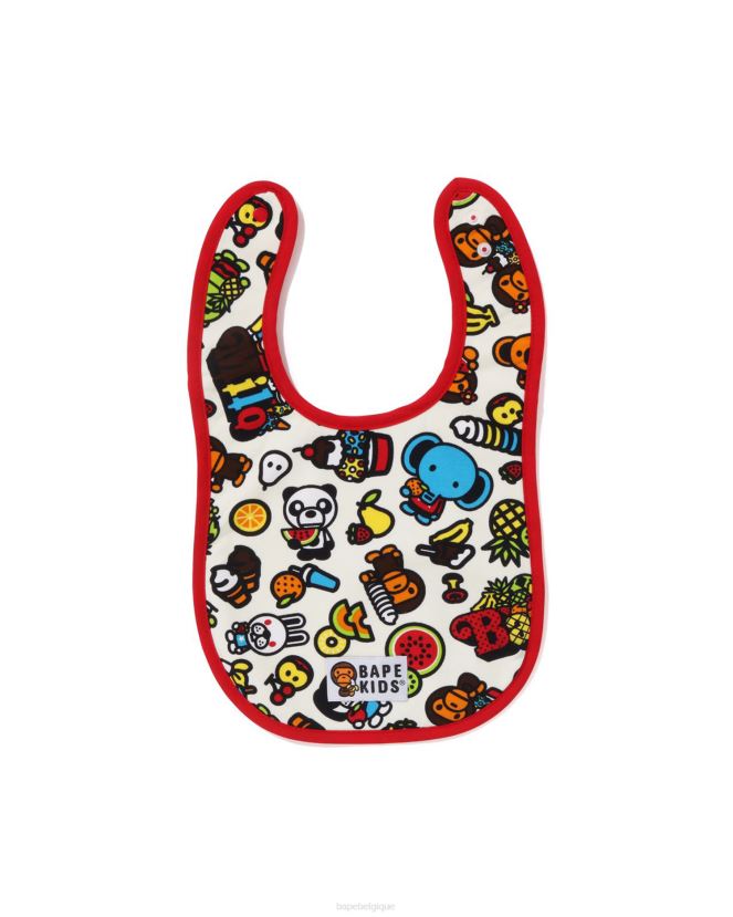 bavoir bébé milo aux fruits mélangés A Bathing Ape enfants ZHX6N41332 couleur crème