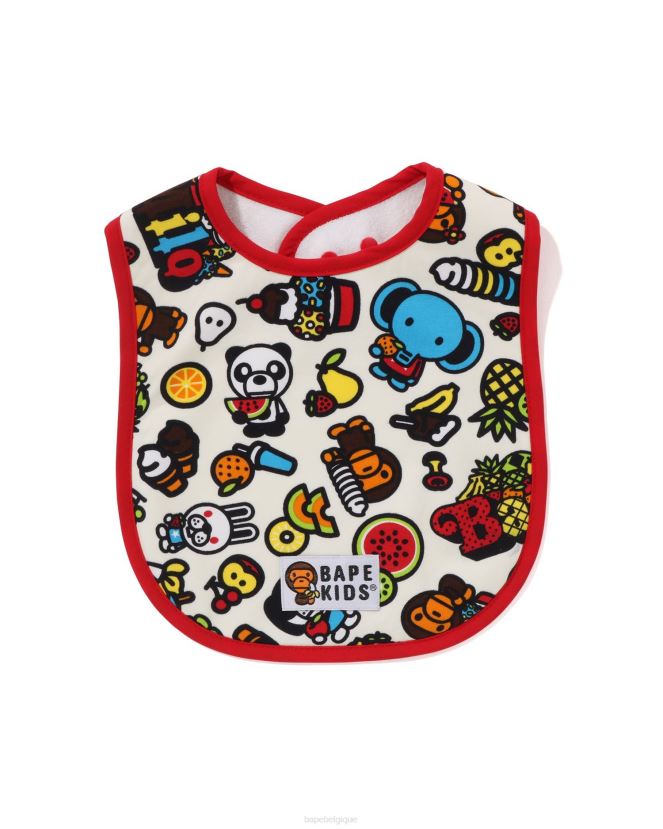 bavoir bébé milo aux fruits mélangés A Bathing Ape enfants ZHX6N41332 couleur crème