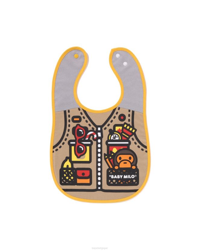 bavoir réversible imprimé gilet de pêche milo pour bébé camo boisé A Bathing Ape enfants ZHX6N41380 beige