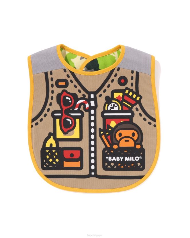 bavoir réversible imprimé gilet de pêche milo pour bébé camo boisé A Bathing Ape enfants ZHX6N41380 beige