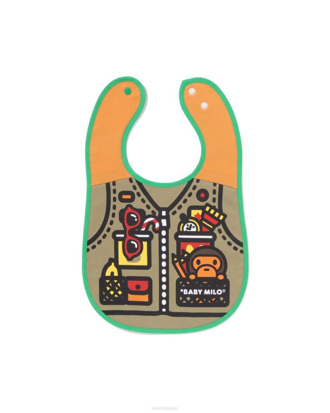 bavoir réversible imprimé gilet de pêche milo pour bébé camo boisé A Bathing Ape enfants ZHX6N41381 armée verte