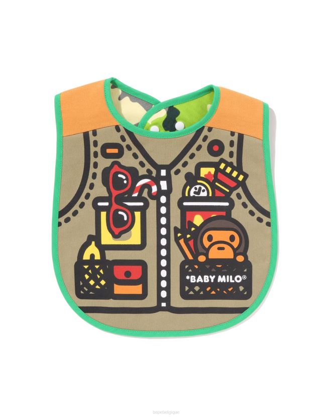 bavoir réversible imprimé gilet de pêche milo pour bébé camo boisé A Bathing Ape enfants ZHX6N41381 armée verte