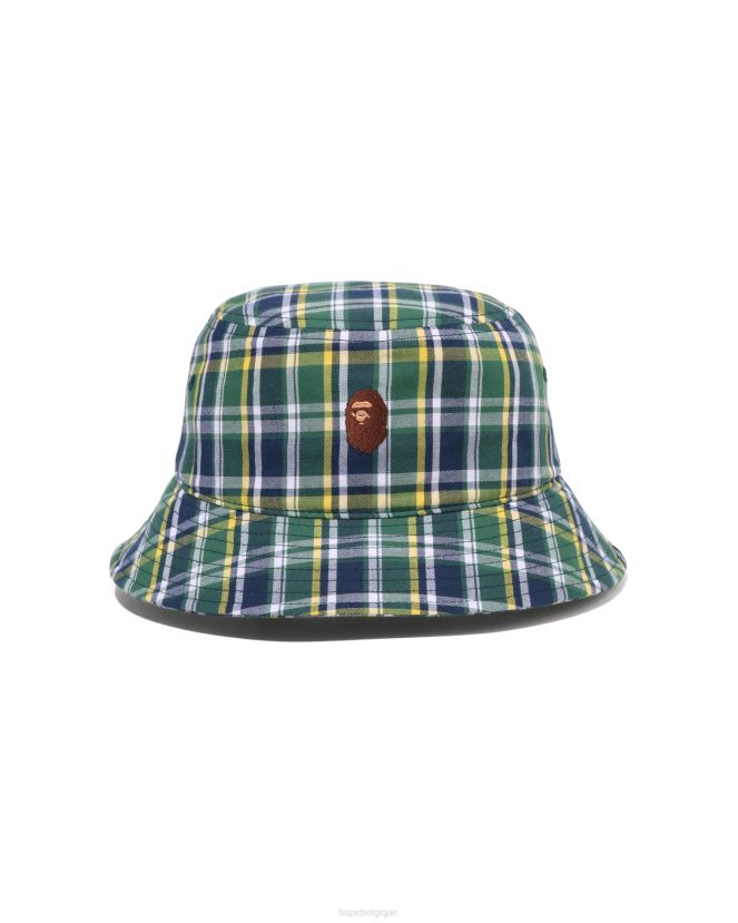 bob à carreaux A Bathing Ape Hommes ZHX6N4598 vert clair