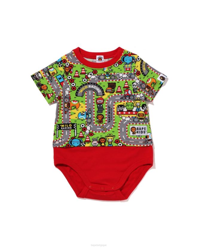 body de course bébé milo A Bathing Ape enfants ZHX6N41612 rouge vif