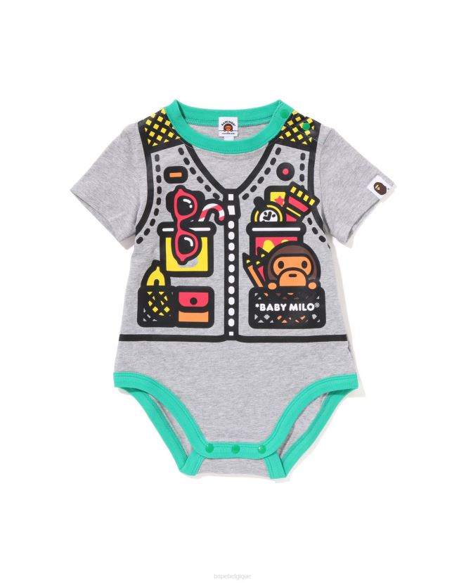 body milo à imprimé gilet pour bébé A Bathing Ape enfants ZHX6N41377 gris