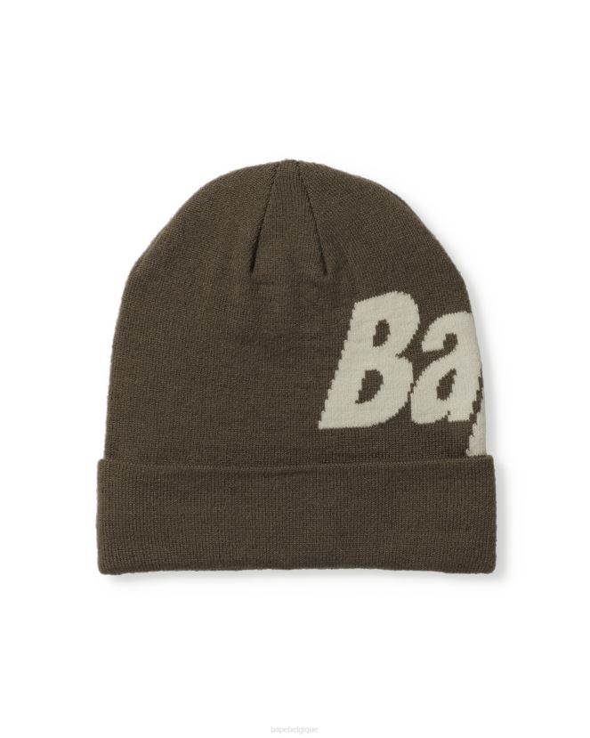 bonnet en tricot A Bathing Ape Hommes ZHX6N4629 kaki foncé