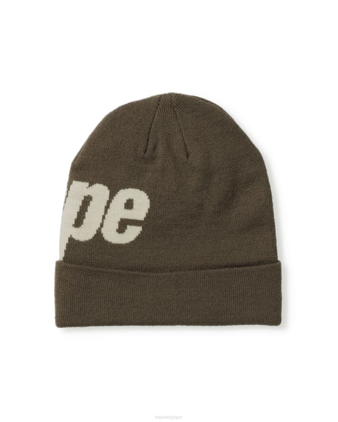 bonnet en tricot A Bathing Ape Hommes ZHX6N4629 kaki foncé