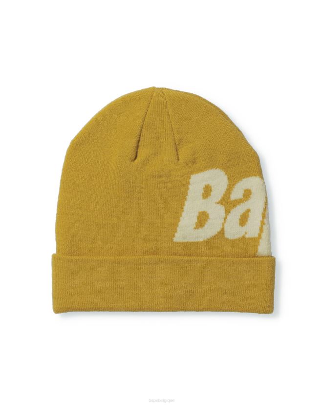 bonnet en tricot A Bathing Ape Hommes ZHX6N4632 jaune embué