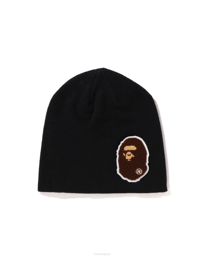 bonnet en tricot grosse tête A Bathing Ape Hommes ZHX6N4589 noir