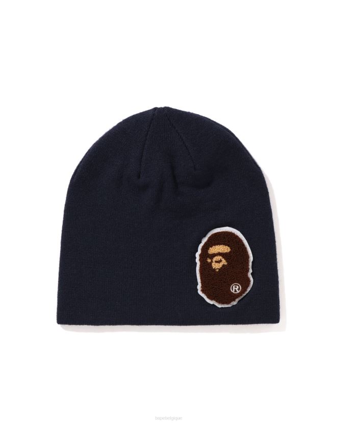 bonnet en tricot grosse tête A Bathing Ape Hommes ZHX6N4591 bleu