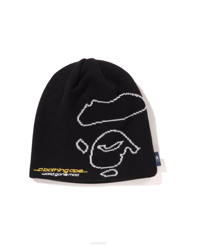bonnet en tricot visage A Bathing Ape Hommes ZHX6N4496 noir