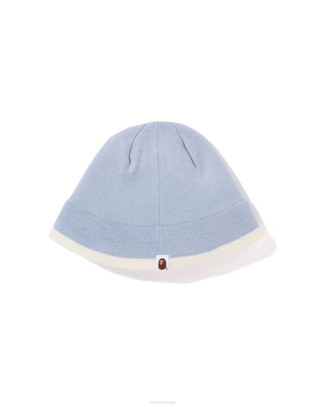 bonnet en tricot visage A Bathing Ape femmes ZHX6N41104 bleu clair