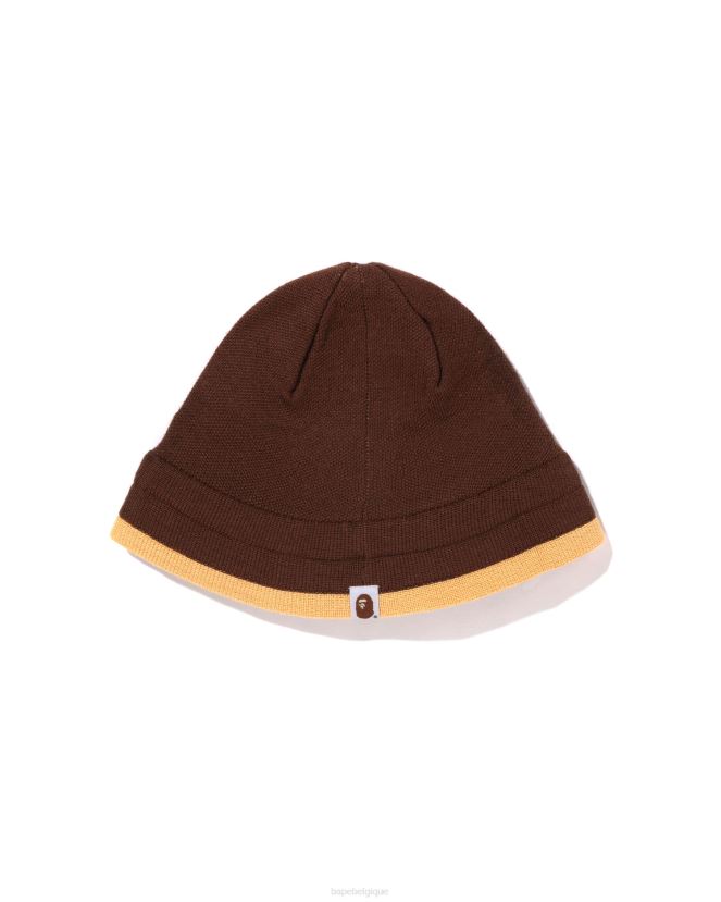 bonnet en tricot visage A Bathing Ape femmes ZHX6N41105 brun