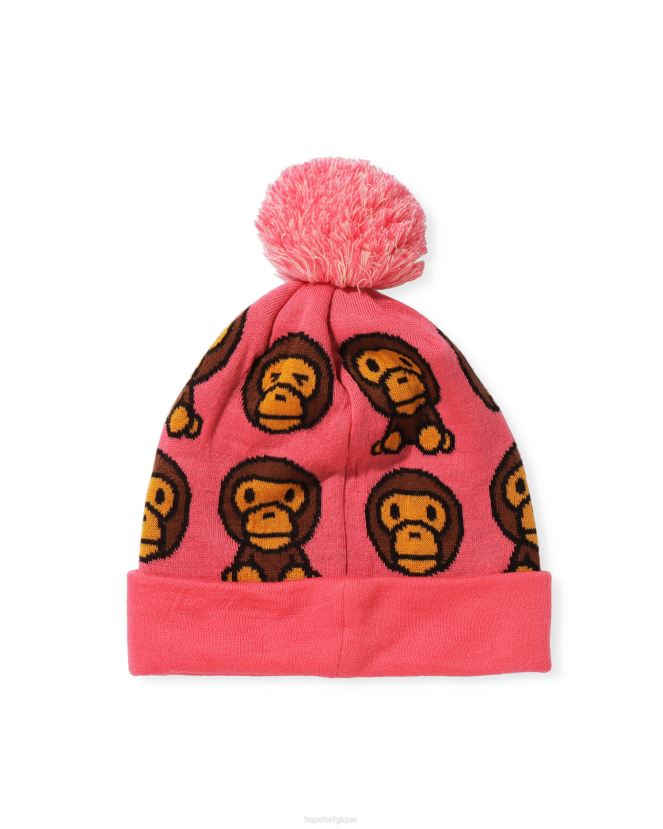 bonnet en tricot à motif milo pour bébé A Bathing Ape enfants ZHX6N41752 rose