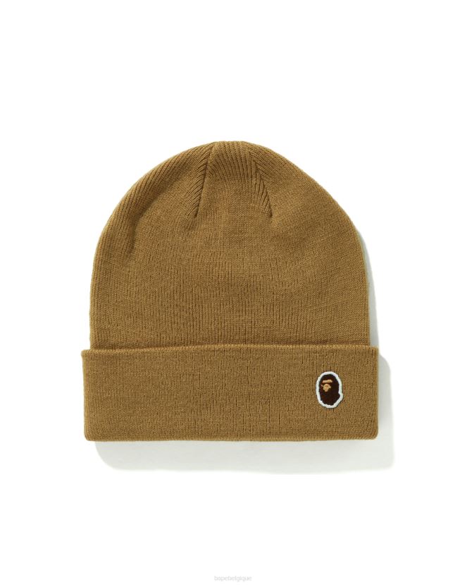 bonnet en tricot à un point A Bathing Ape Hommes ZHX6N4592 beige