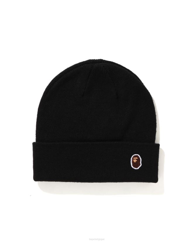bonnet en tricot à un point A Bathing Ape Hommes ZHX6N4593 noir