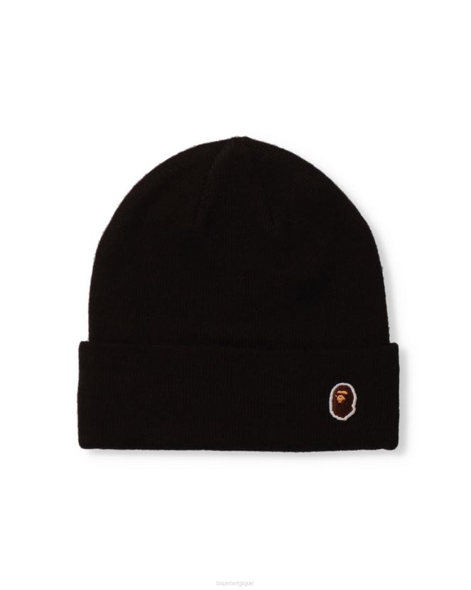 bonnet en tricot à un point A Bathing Ape Hommes ZHX6N4625 noir