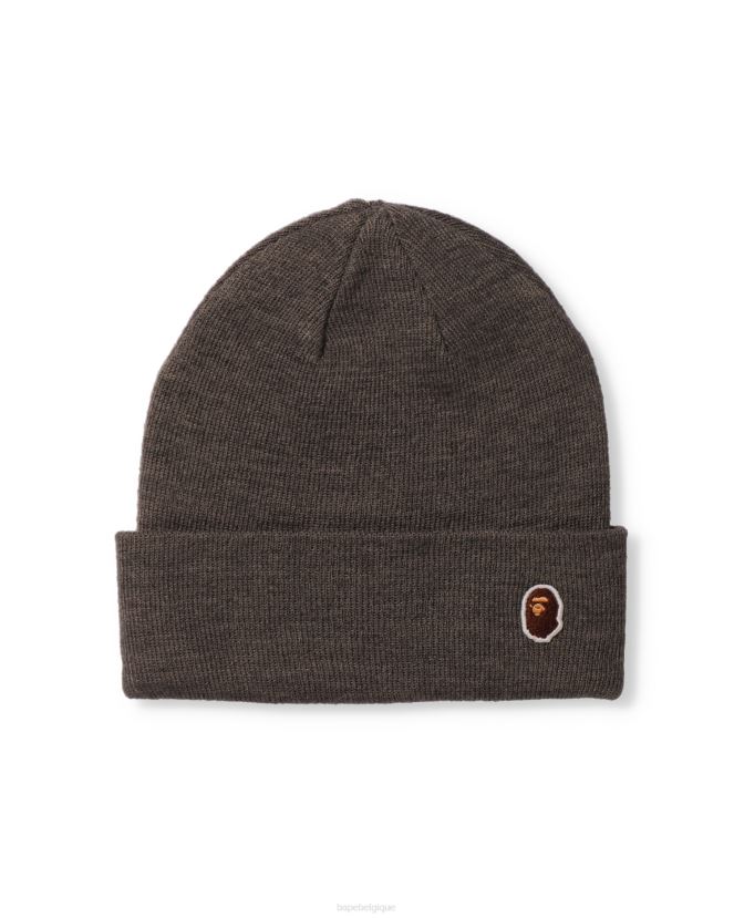 bonnet en tricot à un point A Bathing Ape Hommes ZHX6N4626 gris