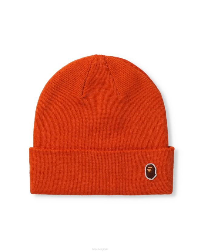 bonnet en tricot à un point A Bathing Ape Hommes ZHX6N4627 orange