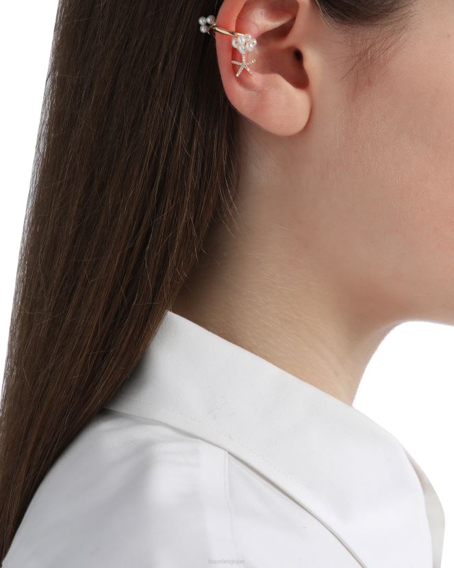 boucle d\oreille clip perle A Bathing Ape femmes ZHX6N41120 or