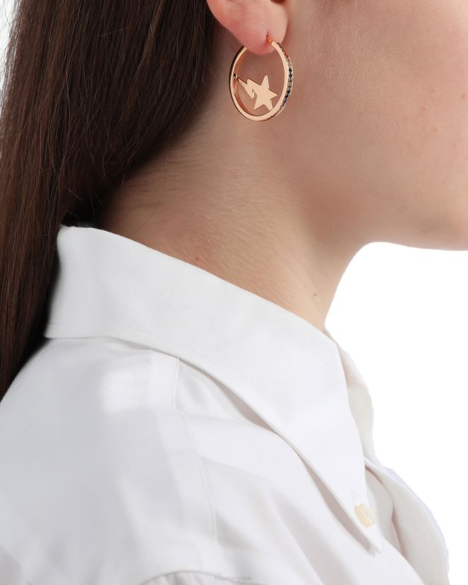 boucles d\oreilles créoles à logo A Bathing Ape femmes ZHX6N41113 or